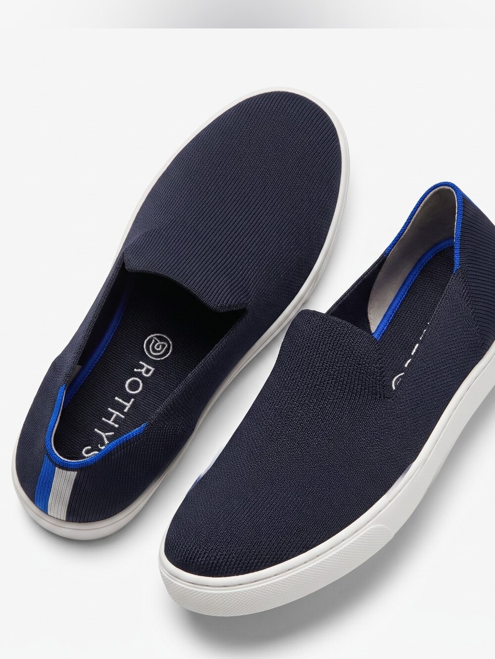 Rothy’s Original Slip On Sneaker Navy Blue Knit Shoes 8.5